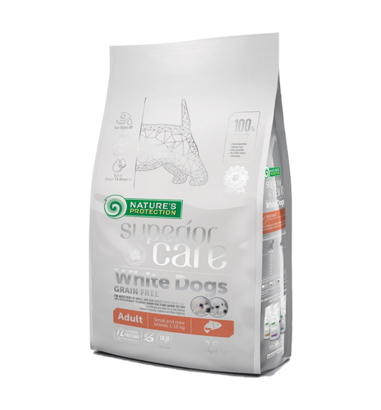 Nature's Protection Superior Care White Dogs Grain-Free Salmon Adult Small & Mini Breed 1.5kg